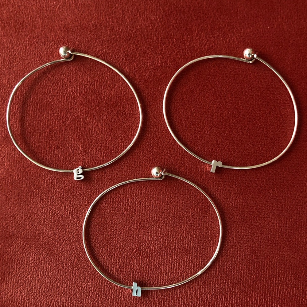 Silver Letter Bracelets - g r h